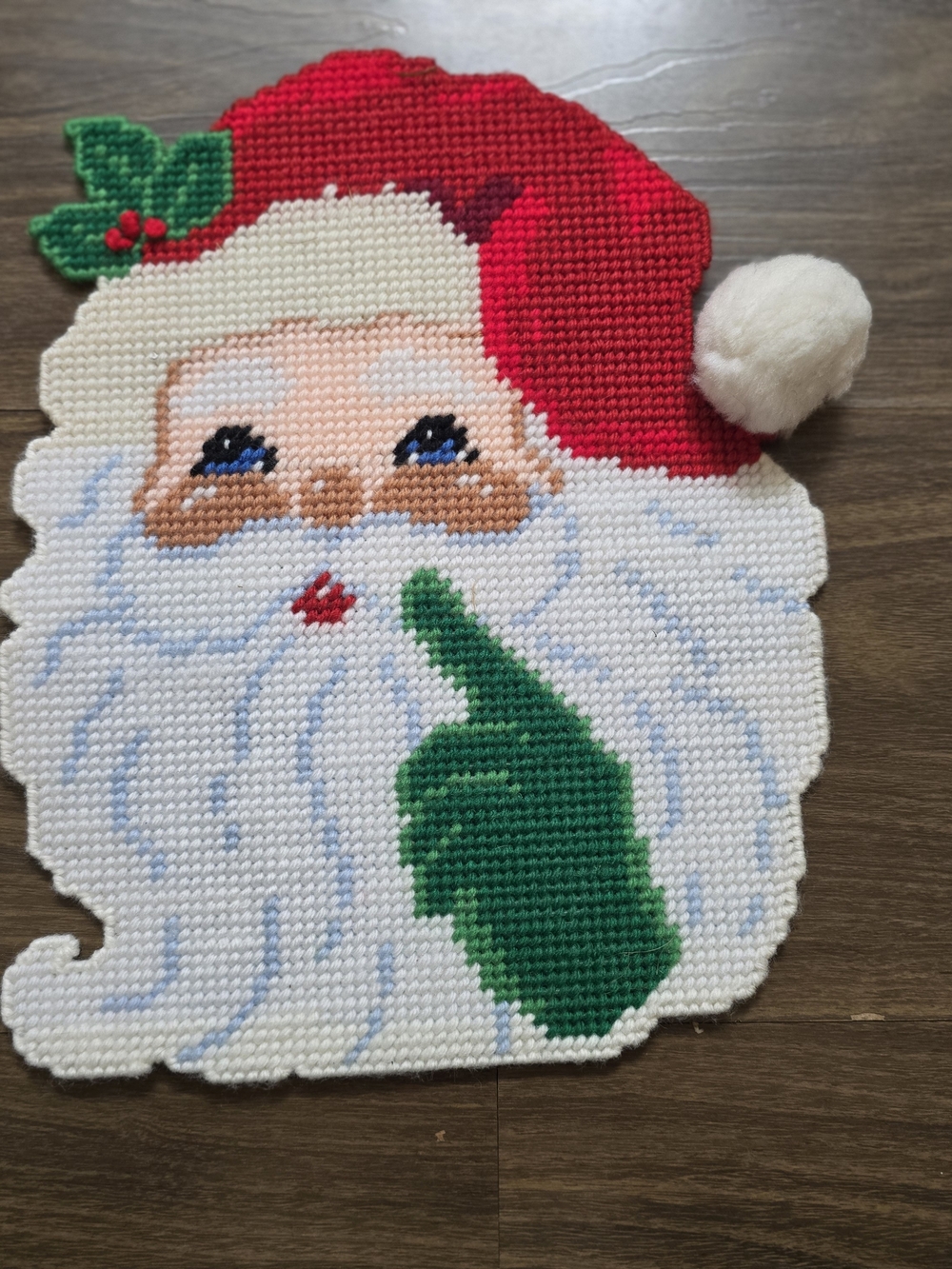 Handmade Santa Face Holiday Decor - Red, Green, White